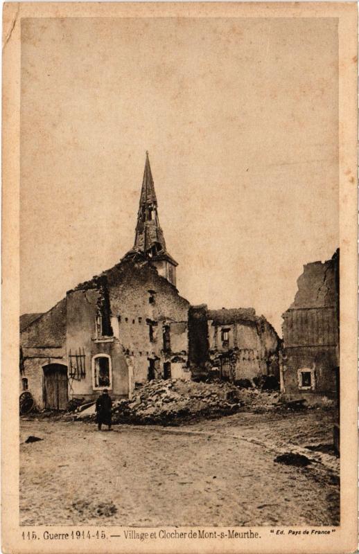 Carte postale ancienne Village et clocher de Mont s Meurthe
