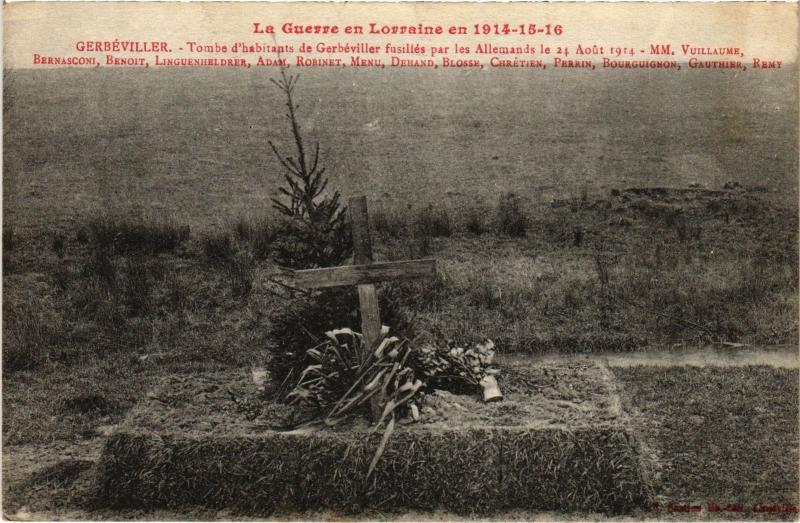 Carte postale ancienne Gerbeviller Tombe d'habitants