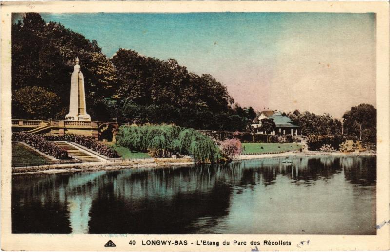 Carte postale ancienne Longwy etang du parc des Recollets à Longwy