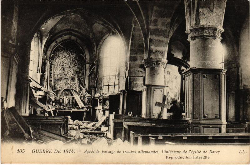 Carte postale ancienne Barcy interieur de l'eglise