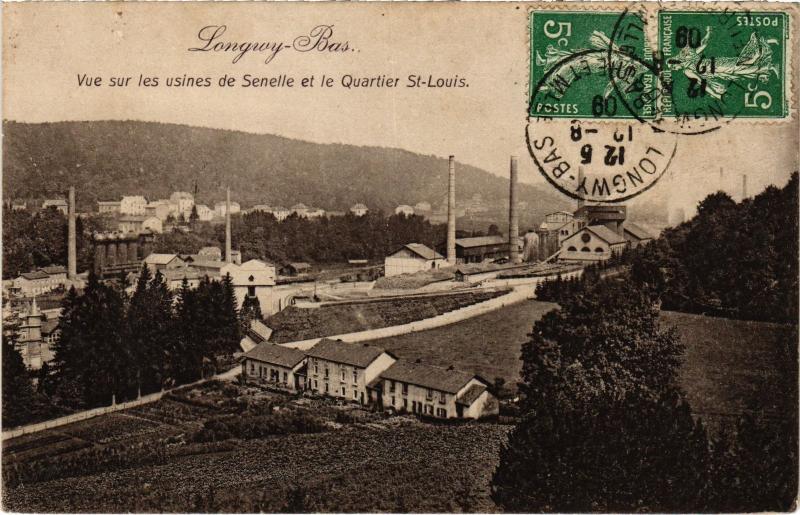 Carte postale ancienne Longwy vue sur les usines de Senelle à Longwy