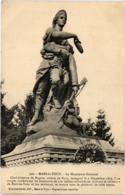 Carte postale ancienne Mars la Tour Monument National à Mars-la-Tour