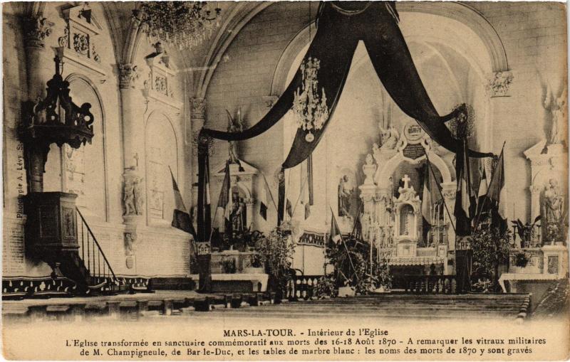 Carte postale ancienne Mars la Tour interieur de l'Eglise à Mars-la-Tour