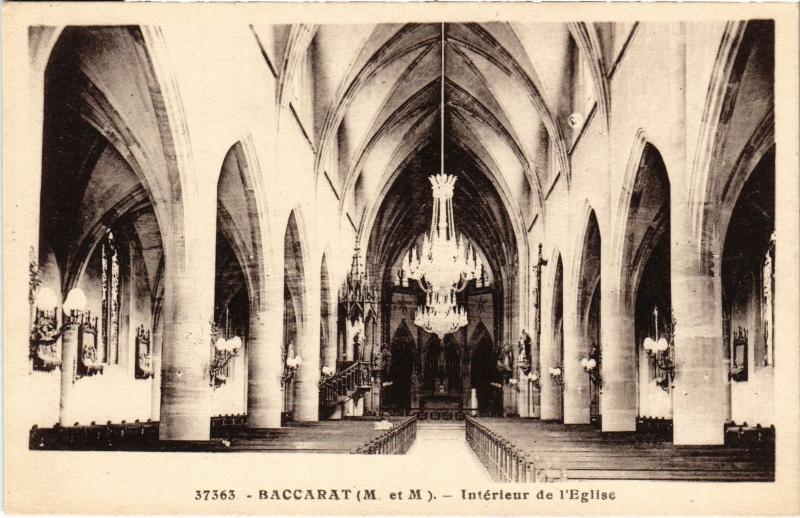 Carte postale ancienne Baccarat interieur de l'Eglise à Baccarat