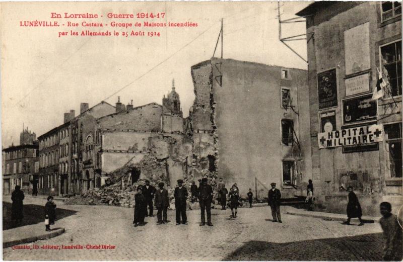 Carte postale ancienne Luneville Rue Castara