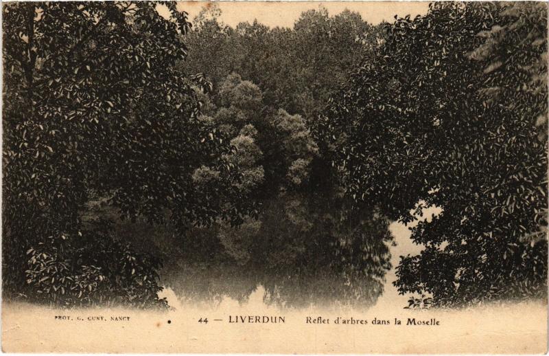 Carte postale ancienne Liverdun Reflet d'arbres dans la Moselle à Liverdun