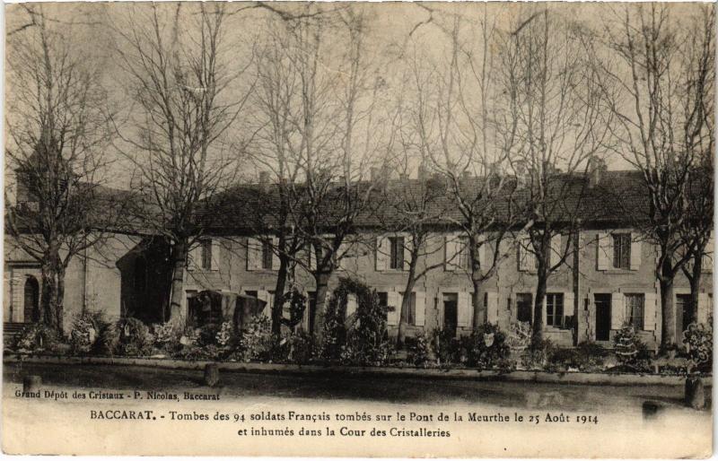 Carte postale ancienne Baccarat Tombes des 94 soldats Francais