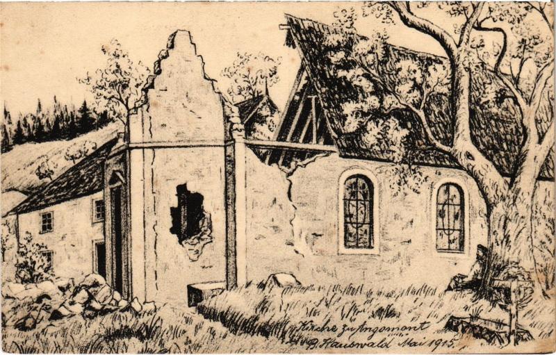 Carte postale ancienne Angomont Kirche