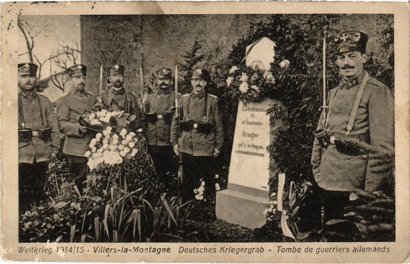 Carte postale ancienne Villers la Montagne Tombe de guerriers allemands