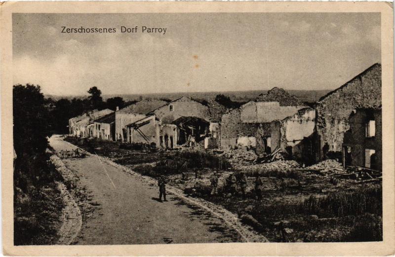 Carte postale ancienne Zerschossenes Dorf Parroy
