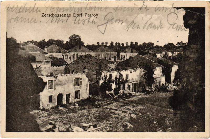 Carte postale ancienne Zerschossenes Dorf Parroy