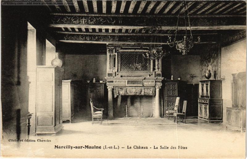 Carte postale ancienne Marcilly sur Maulne le chateau Salle des Fetes à Marcilly-sur-Maulne
