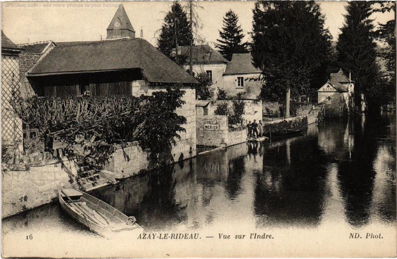 Carte postale ancienne Azay le Rideau vue sur l'Indre à Azay-le-Rideau
