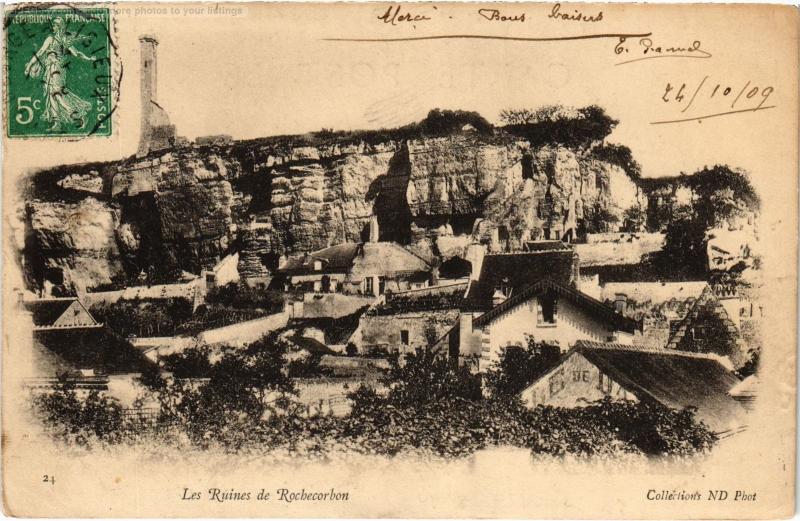 Carte postale ancienne Rochecorbon les ruines à Rochecorbon