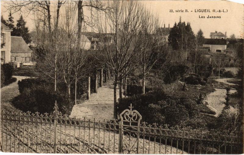 Carte postale ancienne Ligueil les jardins à Ligueil