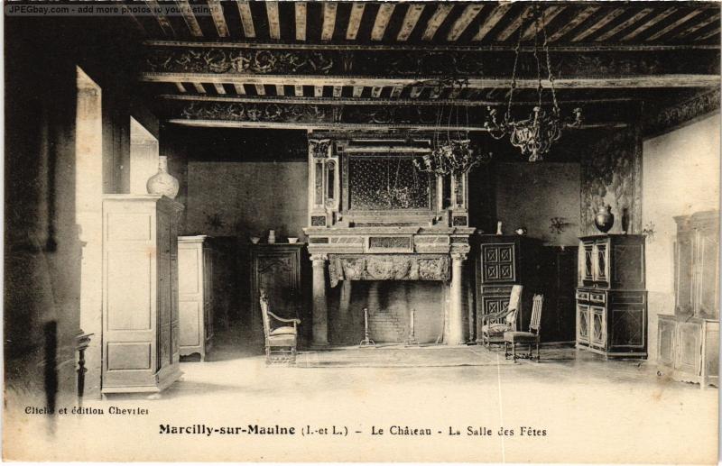 Carte postale ancienne Marcilly sur Maulne le chateau Salle des Fetes à Marcilly-sur-Maulne