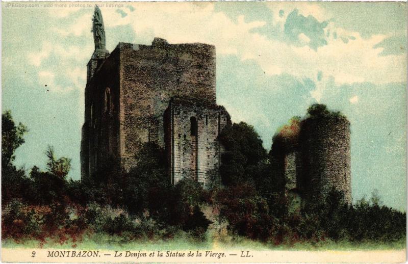 Carte postale ancienne Montbazon le Donjon Statue de la Vierge à Montbazon