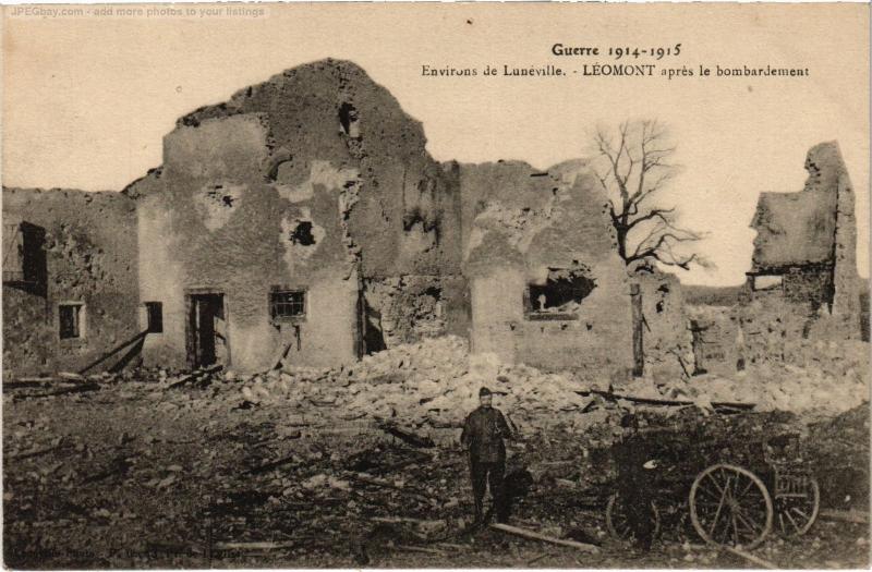 Carte postale ancienne Leomont apres la bombardement