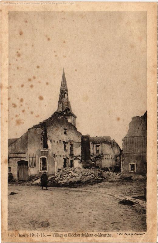 Carte postale ancienne Village et clocher de Mont