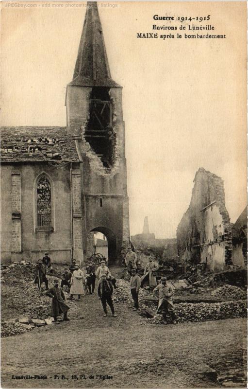 Carte postale ancienne Maixe apres la bombardement à Maixe
