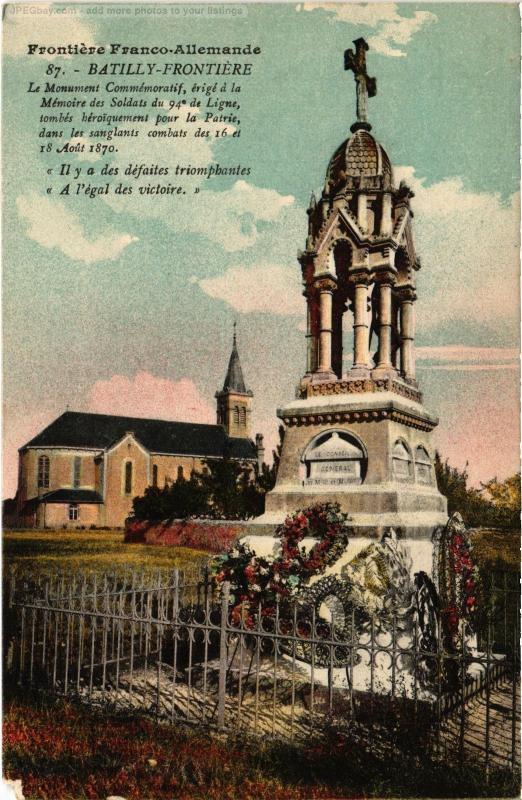 Carte postale ancienne Batilly Monument Commemoratif à Batilly
