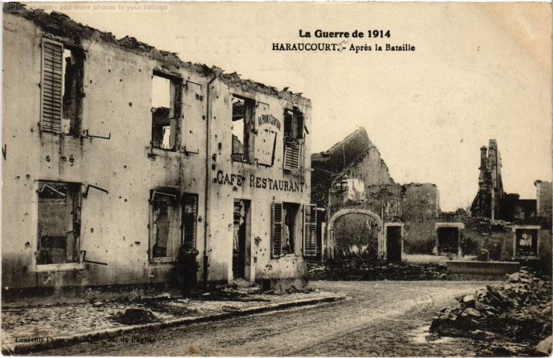 Carte postale ancienne Haraucourt Apres la bataille à Haraucourt