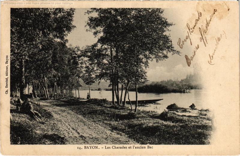 Carte postale ancienne Bayon les Charades et l'ancien Bac à Bayon