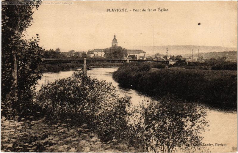 Carte postale ancienne Flavigny Pont de fer et eglise