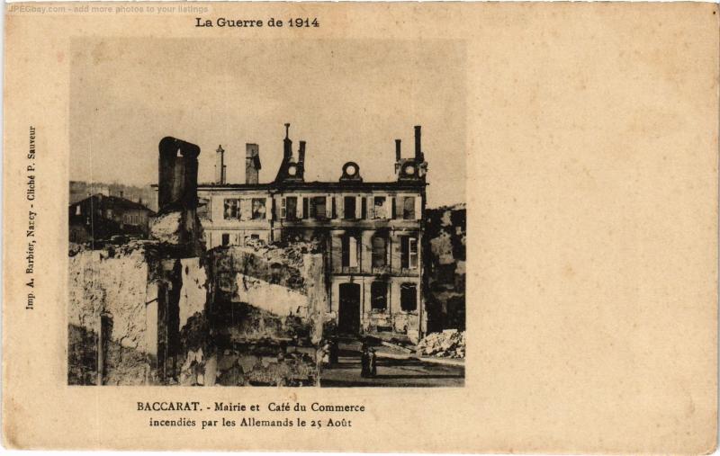 Carte postale ancienne Baccarat Mairie et Cafe du Commerce à Baccarat