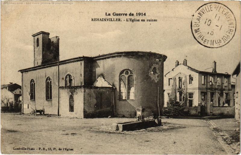 Carte postale ancienne Rehainviler Eglise en ruines