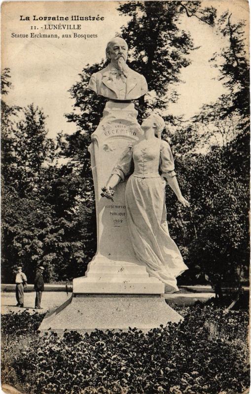 Carte postale ancienne Luneville Statue Erckmann