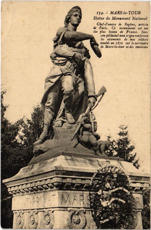 Carte postale ancienne Mars la Tour Statue du Monument National à Mars-la-Tour