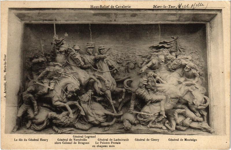 Carte postale ancienne Mars la Tour Haut Relief de Cavalerie à Mars-la-Tour