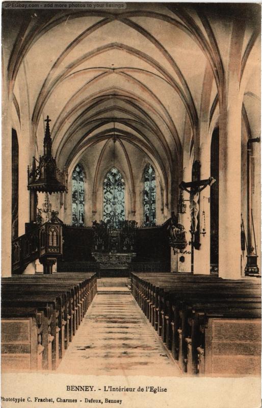 Carte postale ancienne Benney interieur de l'eglise à Benney