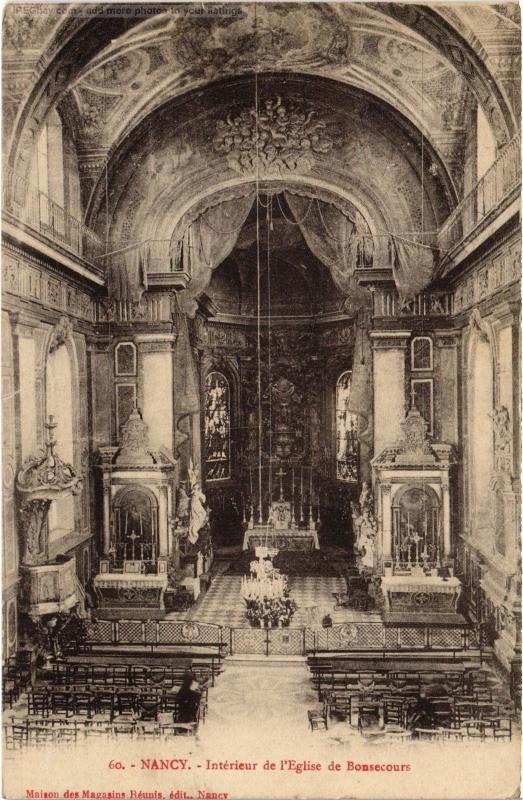 Carte postale ancienne Nancy interieur de l'eglise à Nancy