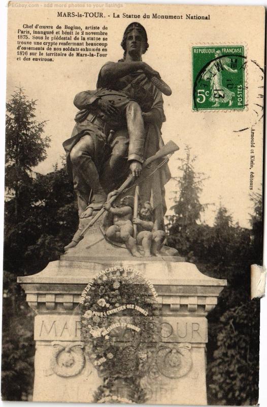 Carte postale ancienne Mars la Tour Statue du Monument National à Mars-la-Tour