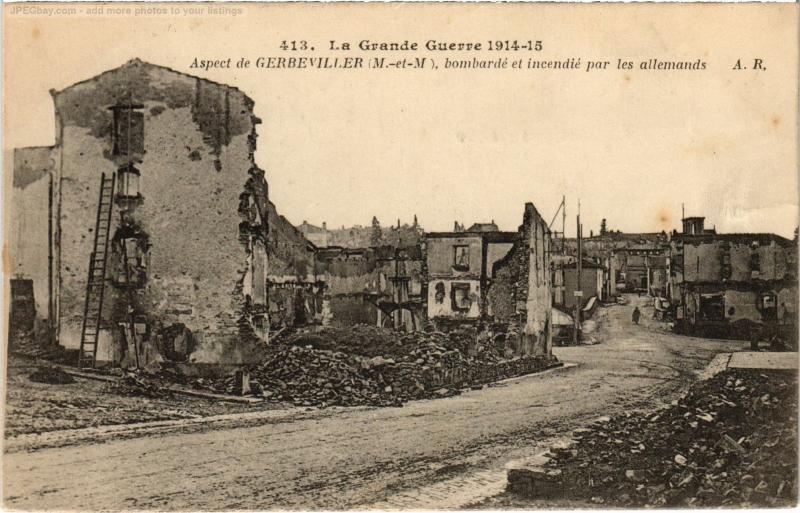 Carte postale ancienne Gerbeviller bombarde et incendie