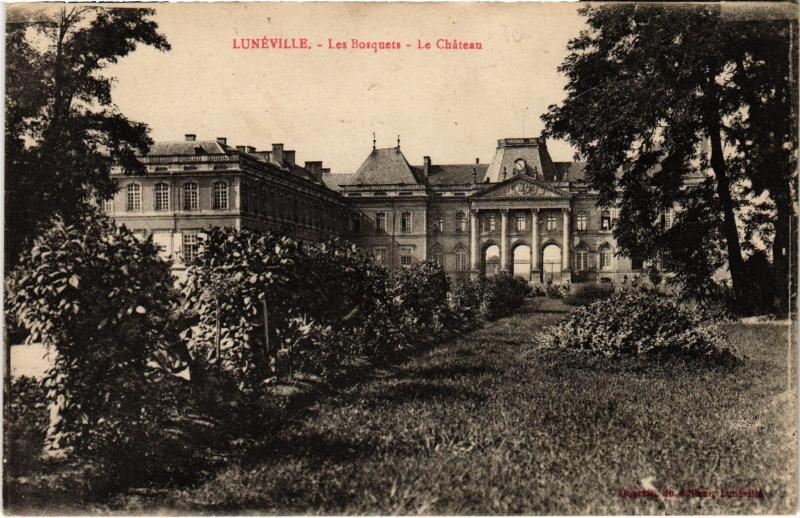Carte postale ancienne Luneville les Bosquets le chateau