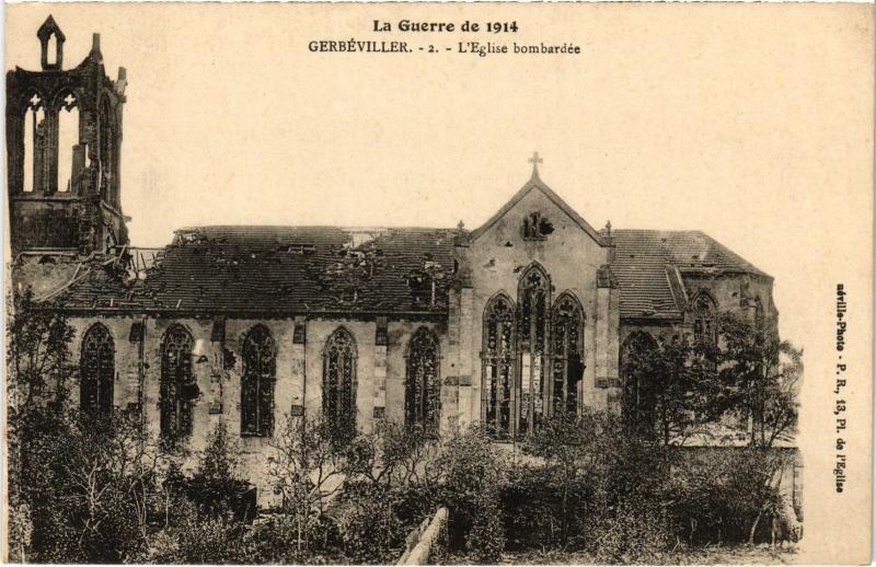 Carte postale ancienne Gerbeviller Eglise bombardee