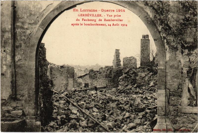 Carte postale ancienne Gerbeviller vue prise de Faubourg de Ramberviller