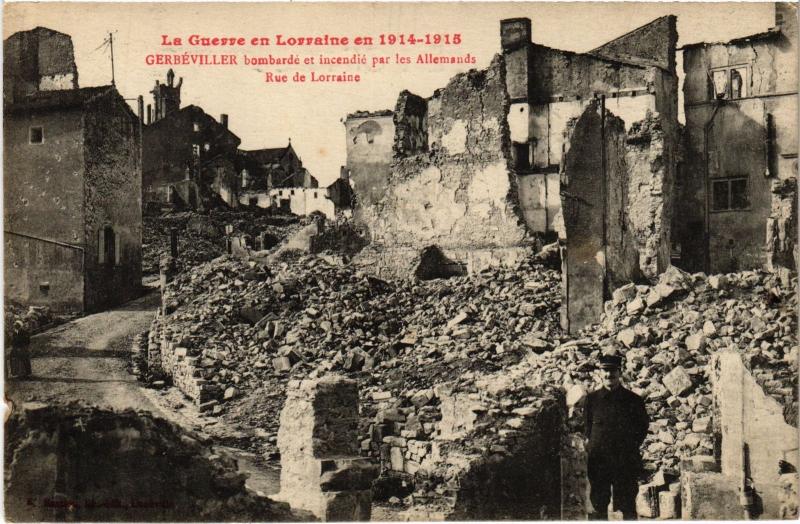Carte postale ancienne Gerbeviller bombarde et incendie