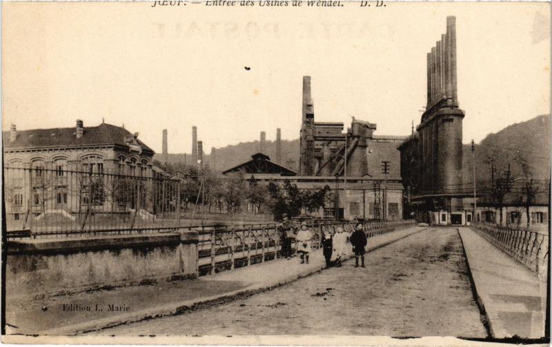 Carte postale ancienne Joeuf entree des Usines de Wendel à Joeuf