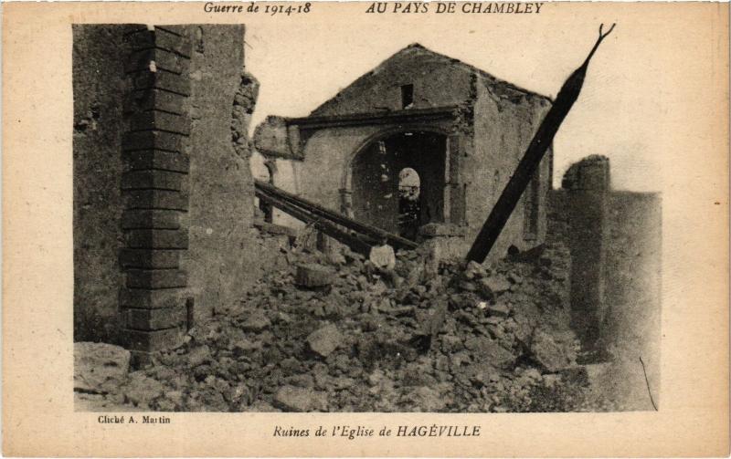 Carte postale ancienne Hageville Ruines de l'eglise