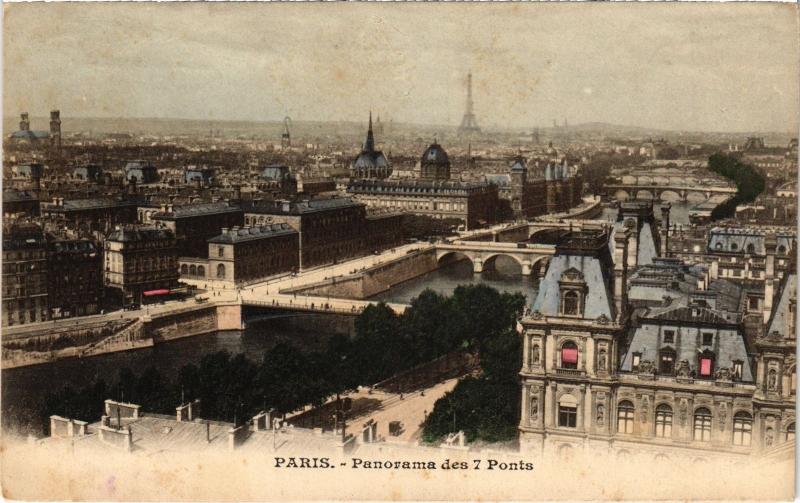Carte postale ancienne Paris Panorama des 7 Ponts