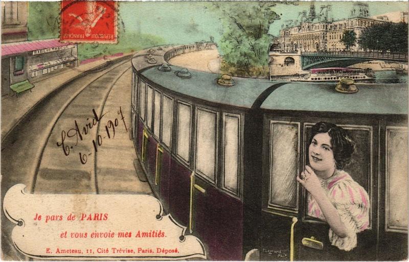 Carte postale ancienne Je Pars de Paris et vous envoie mes Amitiés