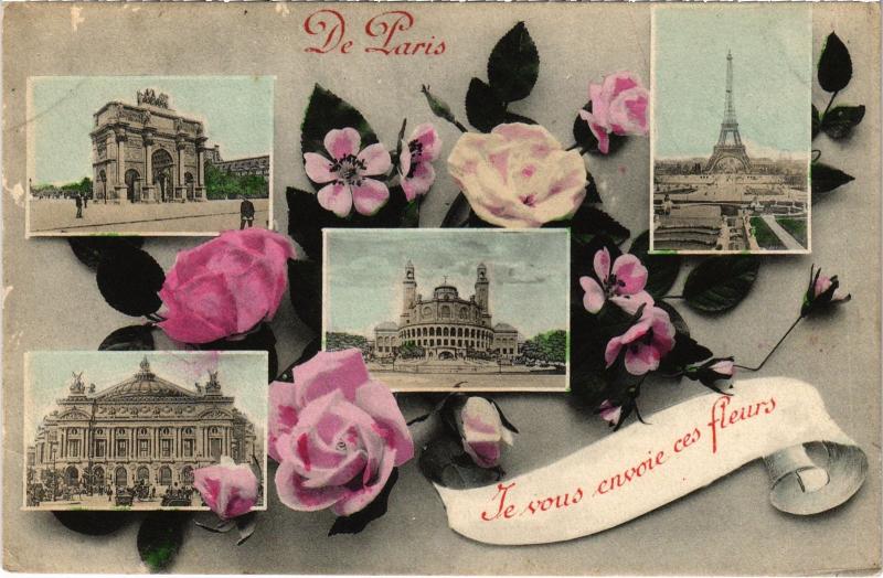 Carte postale ancienne Je vous envoie ces fleurs! de Paris
