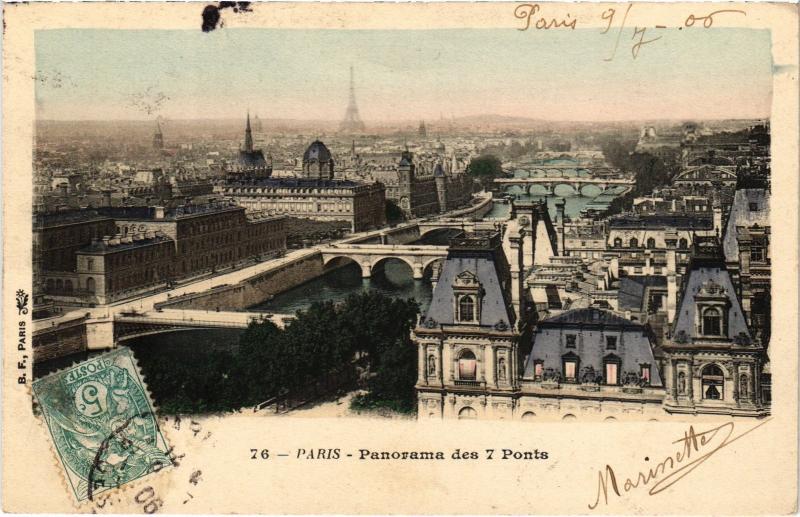 Carte postale ancienne Paris Panorama des 7 Ponts