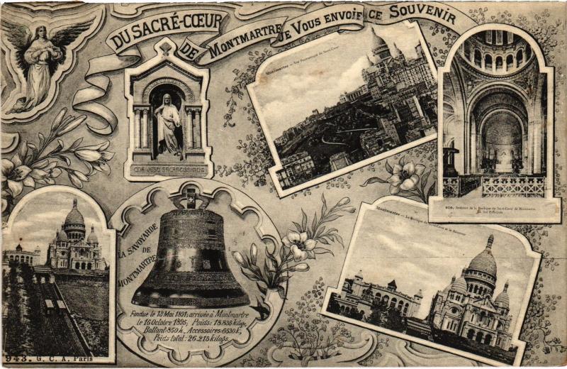 Carte postale ancienne Je vous envoie ce Souvenir du Sacré Coeur Paris 18e à Paris 18e