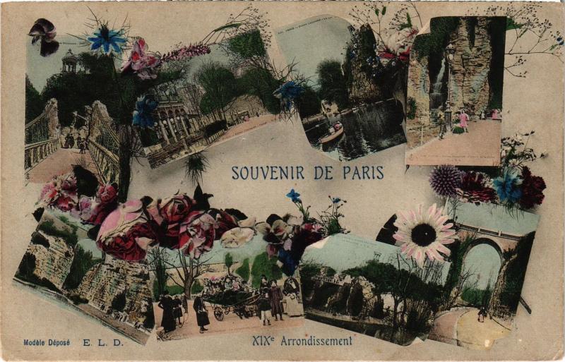 Carte postale ancienne Souvenir de Paris 19e à Paris 19e