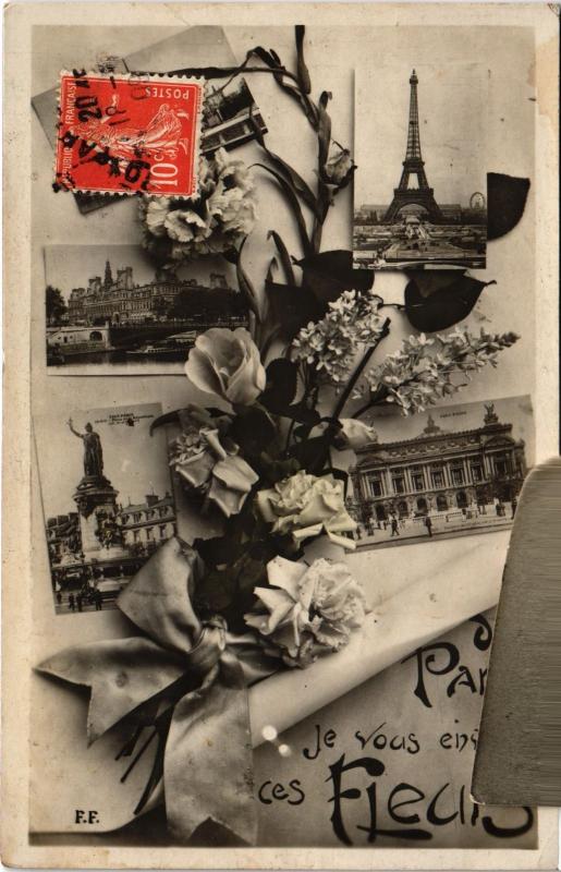 Carte postale ancienne Je vous envoie ces fleurs! de Paris